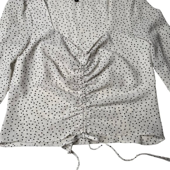 Dynamite Women's Black and White Polka Dot Long Sleeve, size Extra Small - Picture 2 of 9
